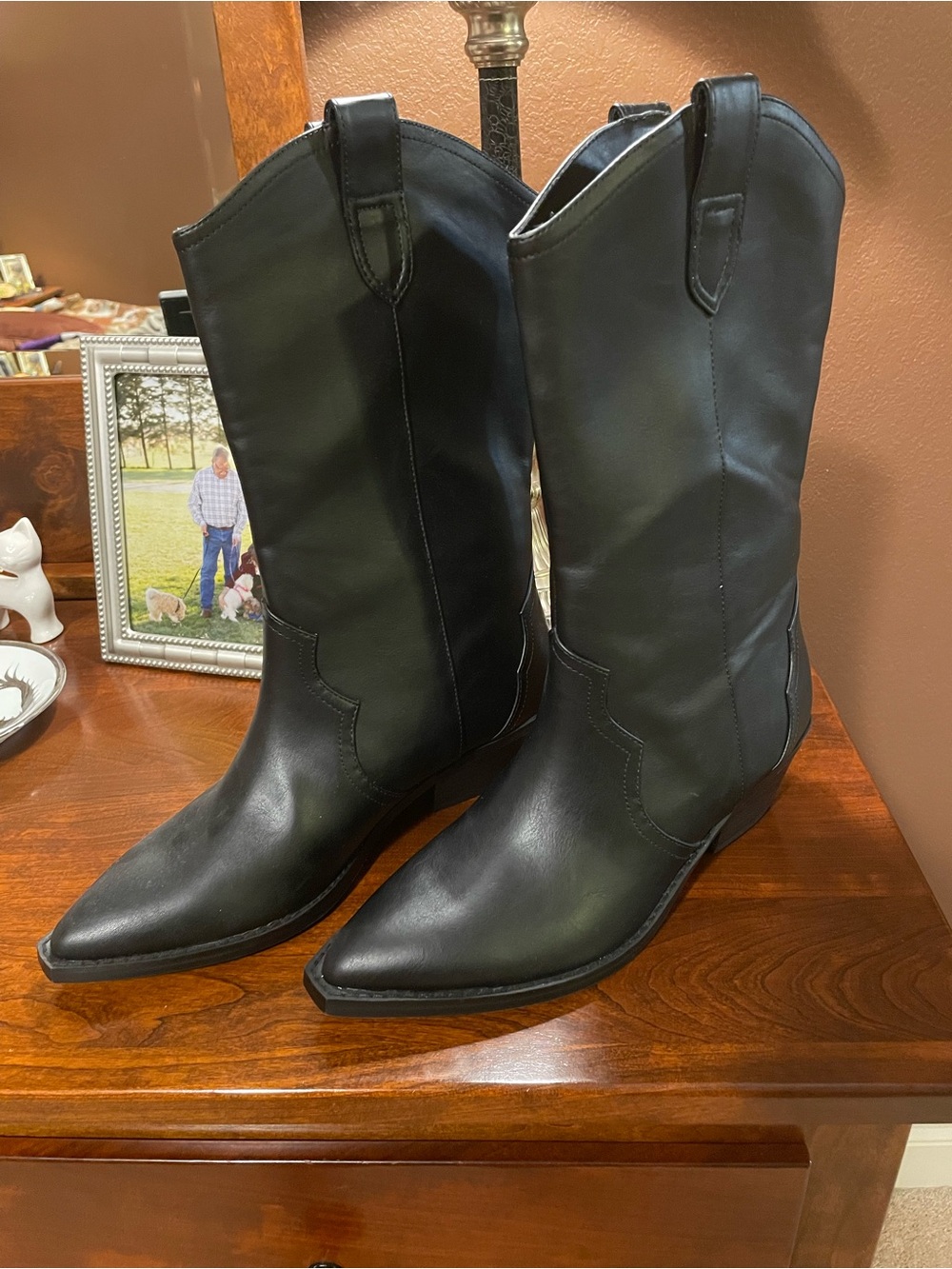 Dolce Vita Black Pointed-Toe Western Heeled Boots